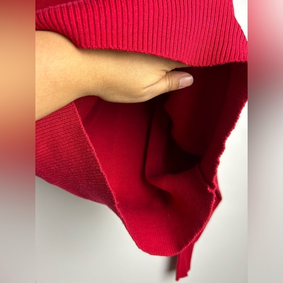 OBERMEYER Vtg Wool Red Crop Long Sleeve Turtleneck Pullover Sweater size M - Picture 8 of 11